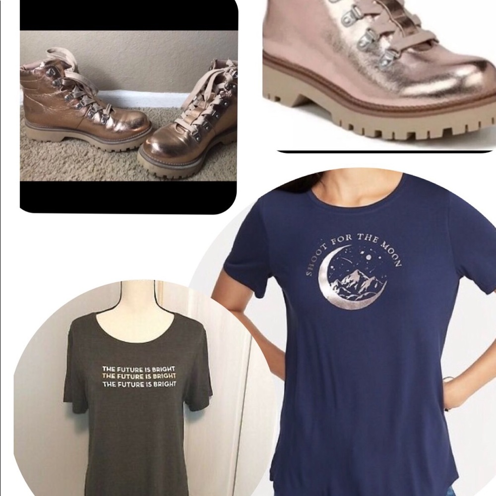 Rose gold combat boots with rose gold belt
